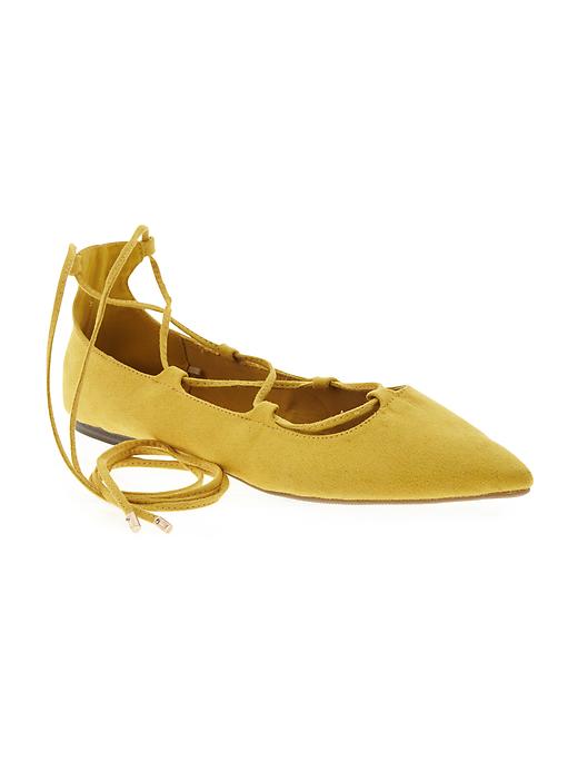 Image number 1 showing, Sueded Lace-Up Pointy Flats for Women