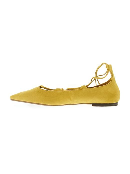 Image number 2 showing, Sueded Lace-Up Pointy Flats for Women