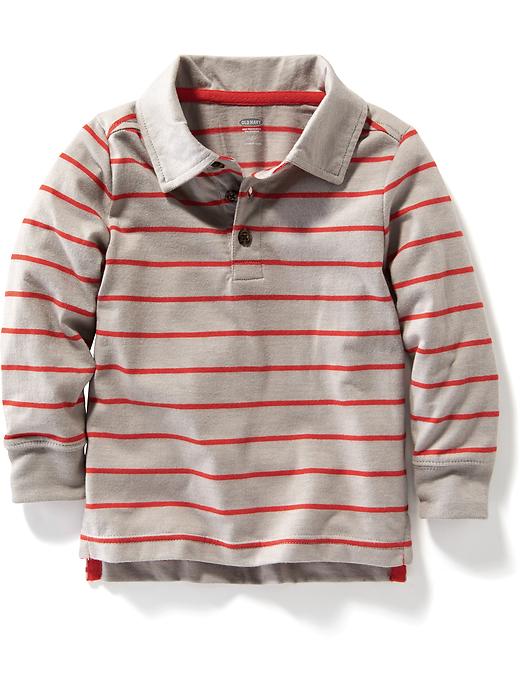 View large product image 1 of 1. Long-Sleeved Striped Polo