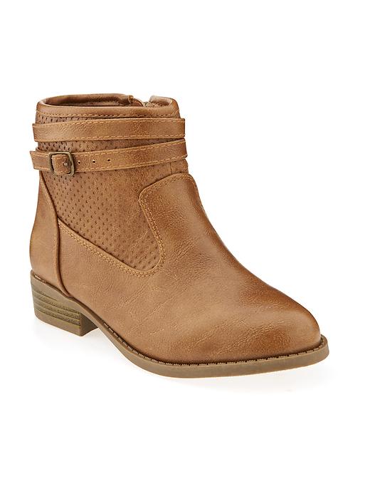 View large product image 1 of 5. Buckle-Strap Ankle Boots
