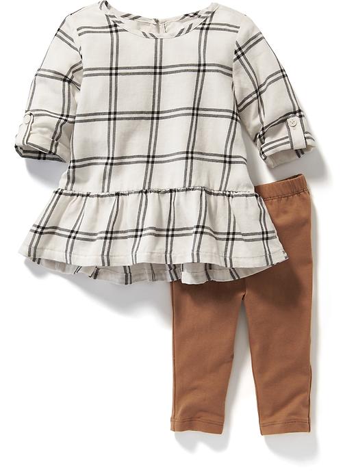 View large product image 1 of 1. 2-Piece Plaid Tunic and Leggings Set for Baby