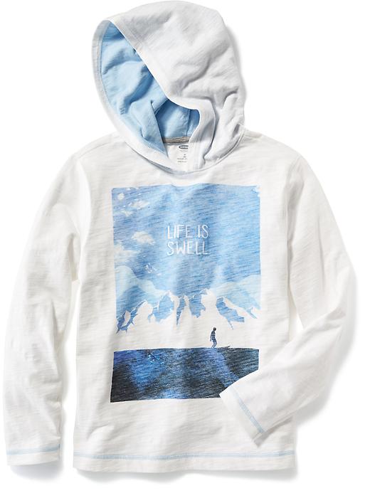 View large product image 1 of 1. Long-Sleeve Graphic Hooded Tee