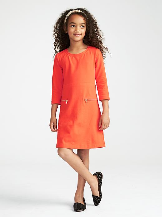 View large product image 1 of 2. Zippered-Pocket Shift Dress for Girls