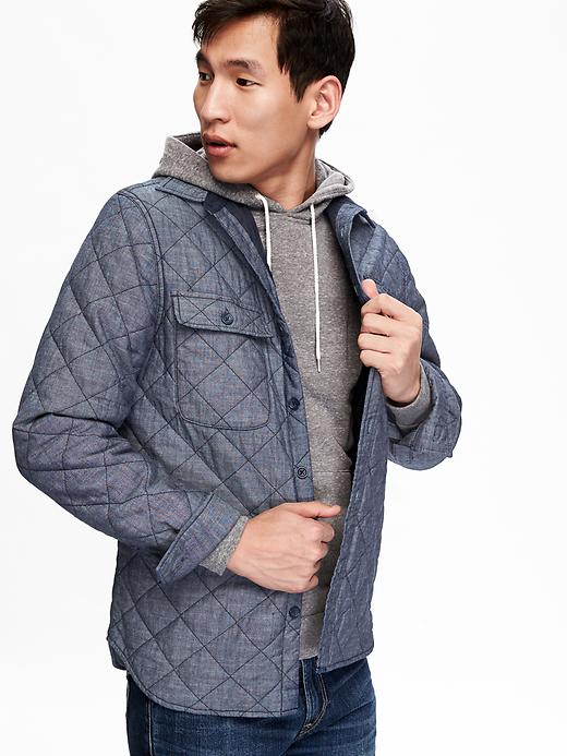 Image number 4 showing, Men's Quilted Chambray Jacket