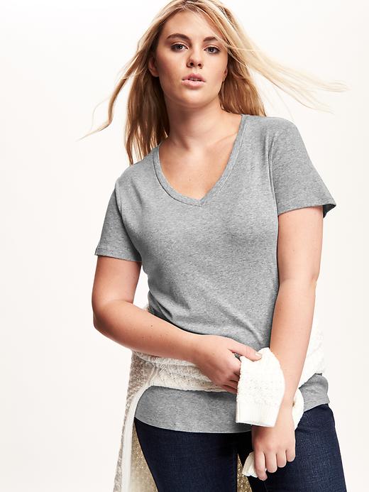 Image number 4 showing, V-Neck Fitted Plus-Size Tee
