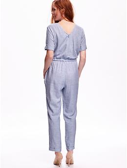 Image number 2 showing, Chambray Striped Jumpsuit for Women