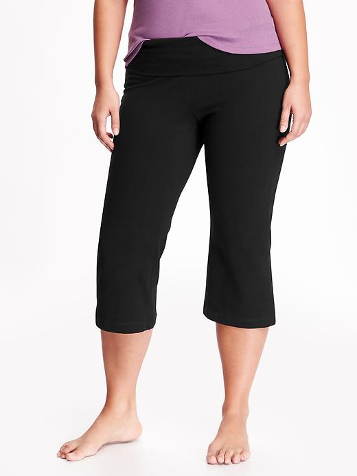 View large product image 1 of 2. Go-Dry Plus-Size Yoga Capris
