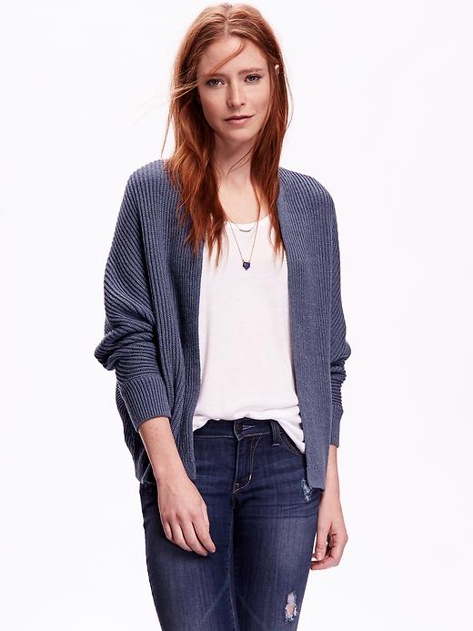 Image number 1 showing, Textured Open-Front Cocoon Cardigan for Women