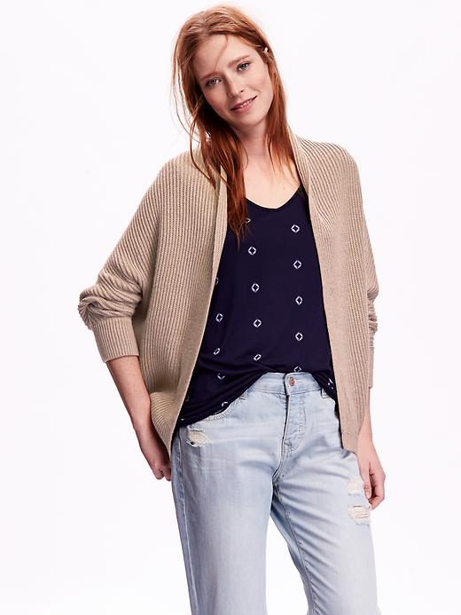 View large product image 1 of 1. Textured Open-Front Cocoon Cardigan for Women