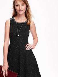 View large product image 3 of 3. Women's Fit & Flare Speckled French Terry Dress