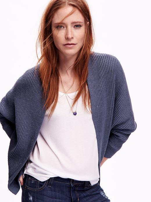 Image number 4 showing, Textured Open-Front Cocoon Cardigan for Women