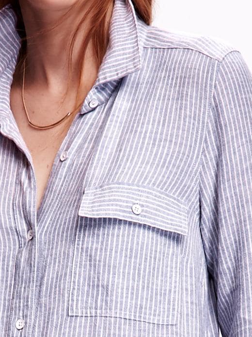 Image number 4 showing, Striped Linen-Blend Shirtdress