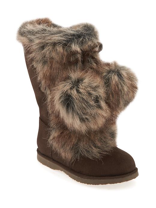View large product image 1 of 5. Faux-Fur Pom-Pom Boots