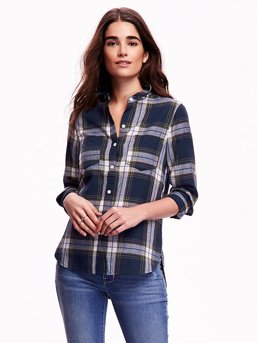 Image number 1 showing, Classic Two-Pocket Flannel Shirt for Women