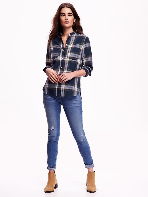 Image number 3 showing, Classic Two-Pocket Flannel Shirt for Women