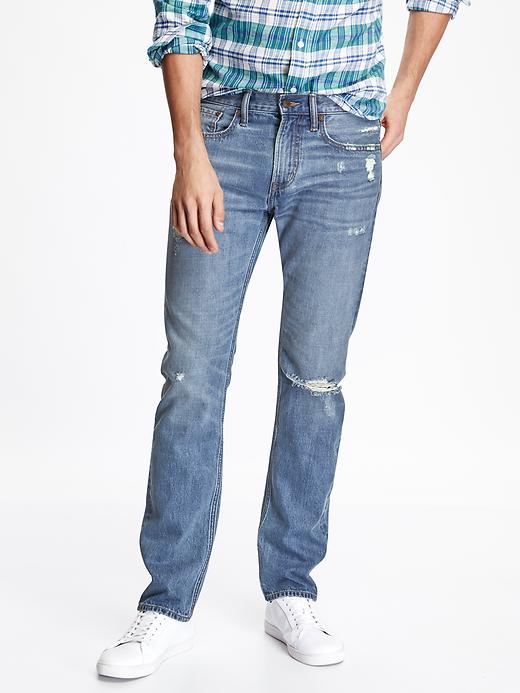 View large product image 1 of 2. Distressed Slim-Fit Jeans For Men