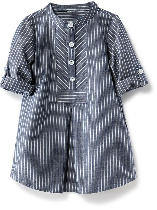 View large product image 1 of 1. Striped Chambray Shirtdress for Baby