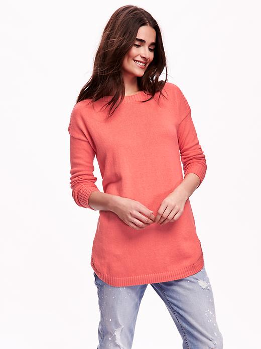 View large product image 1 of 1. Curved-Hem Pullover Tunic Sweater for Women