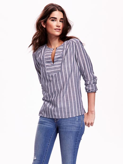 Image number 1 showing, Striped Gauze Tunic for Women