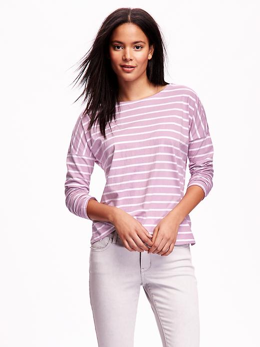 View large product image 1 of 1. Striped Boat-Neck Tee for Women