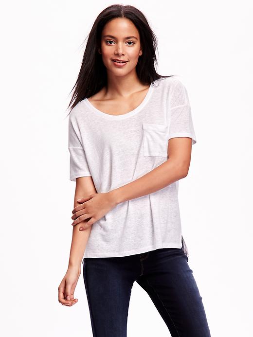 View large product image 1 of 1. Boyfriend Linen-Blend Tee for Women