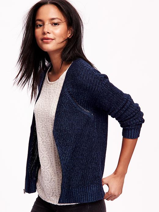 Image number 4 showing, Textured-Knit Zip Cardi for Women