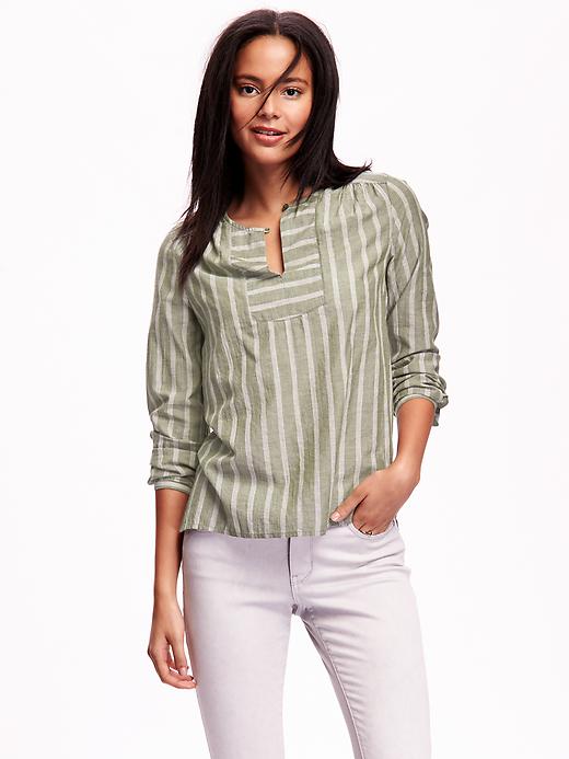 View large product image 1 of 1. Striped Gauze Tunic for Women