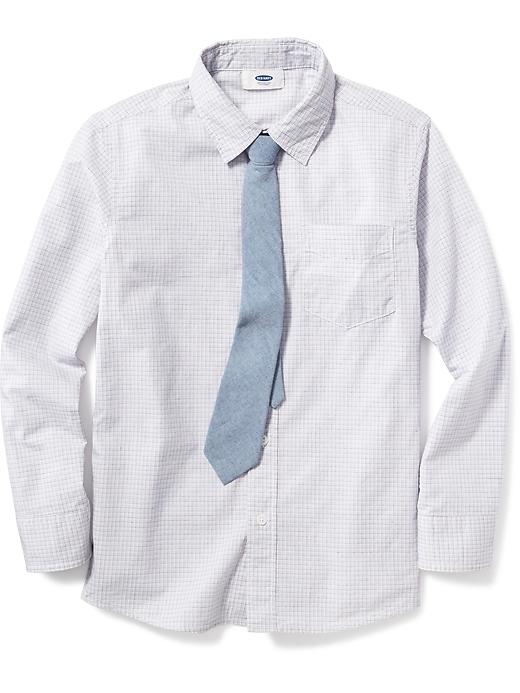View large product image 1 of 1. Long-Sleeve Button-Front Shirt &Tie Set for Boys