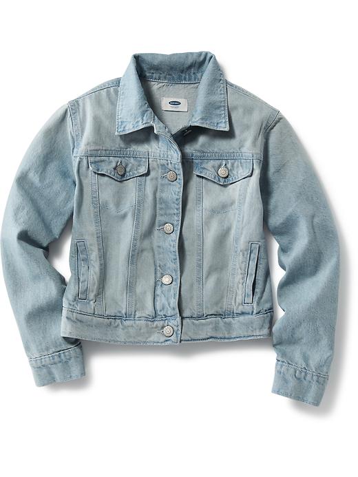 View large product image 1 of 1. Light-Wash Denim Jacket for Girls