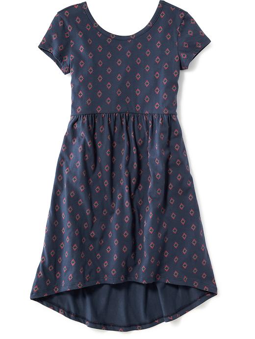 View large product image 1 of 1. Hi-Lo Fit & Flare Short-Sleeved Dress for Girls