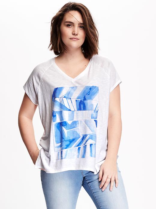 View large product image 1 of 1. Graphic V-Neck Plus-Size Tee