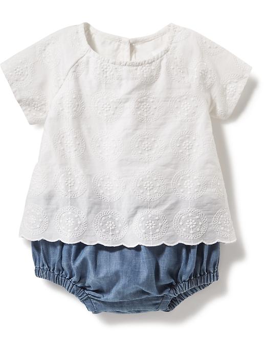 View large product image 1 of 1. Embroidered Top & Chambray Bottom 2-in-1 for Baby