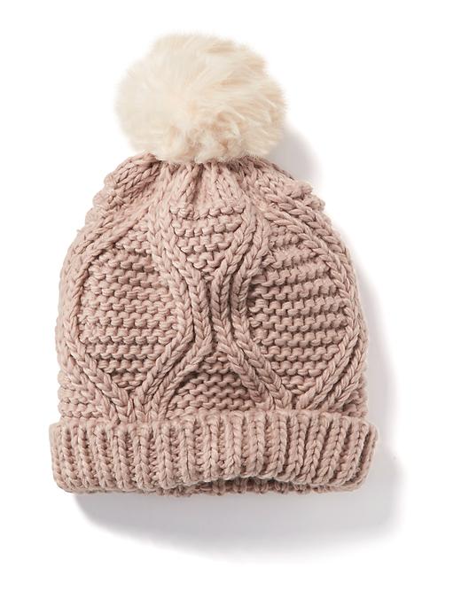 View large product image 1 of 1. Cable-Knit Pom-Pom Hat