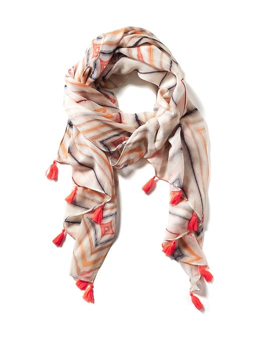 View large product image 1 of 1. Printed Tassel Scarf