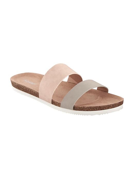 View large product image 1 of 1. Textured Slip-On Cork Sandals for Women