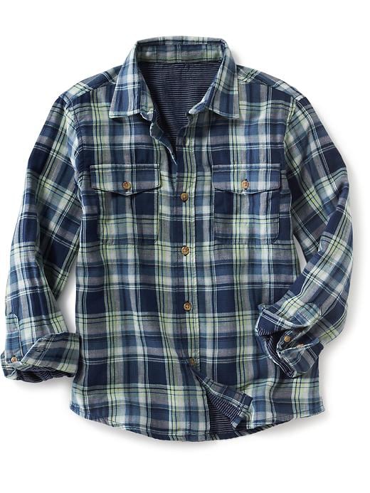 View large product image 1 of 1. Double-Pocket Plaid Shirt