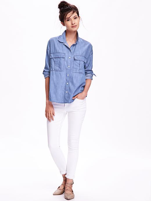 Image number 3 showing, Boyfriend Chambray Shirt for Women