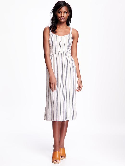 Image number 1 showing, Linen Blend Midi-Dress