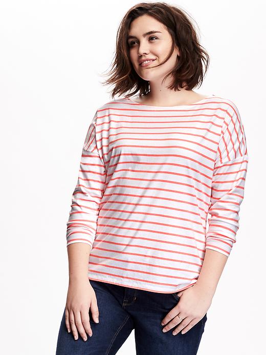 View large product image 1 of 1. Relaxed Striped Plus-Size Tee