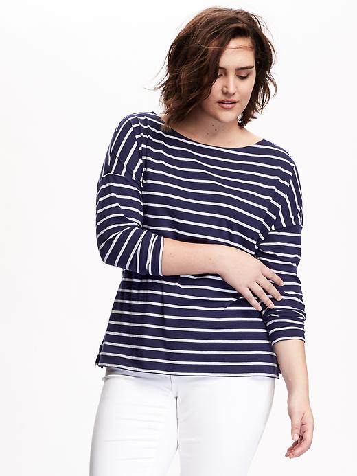 View large product image 1 of 1. Relaxed Striped Plus-Size Tee