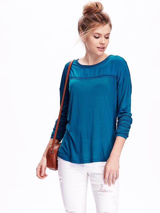 View large product image 1 of 1. Matte-Crepe and Jersey Top