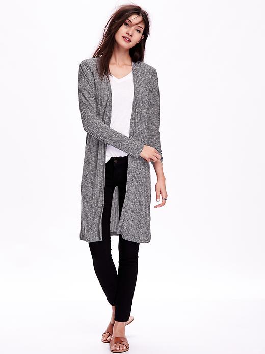 View large product image 1 of 1. Long Rib-Knit Cardi for Women