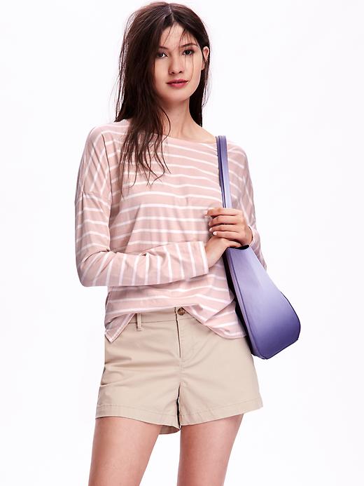 Image number 1 showing, Striped Boat-Neck Tee for Women
