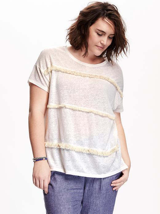 Image number 1 showing, Relaxed Plus-Size Fringe Tee