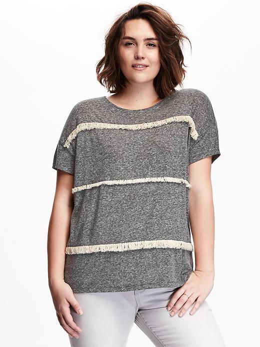 View large product image 1 of 1. Relaxed Plus-Size Fringe Tee