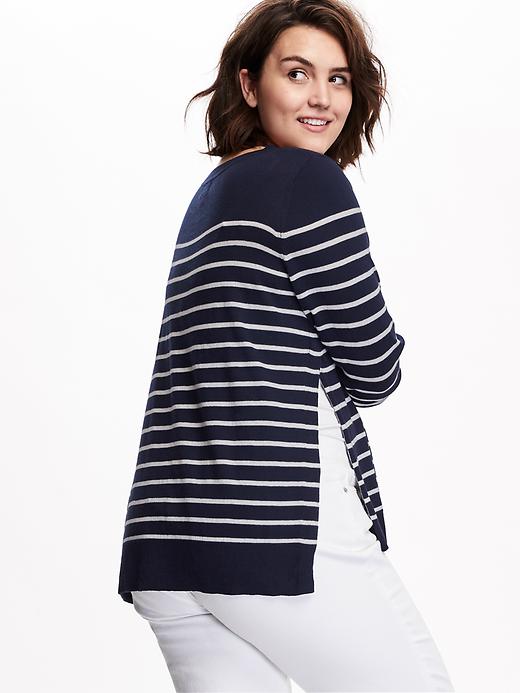 Image number 2 showing, Striped Crew-Neck Plus-Size Sweater