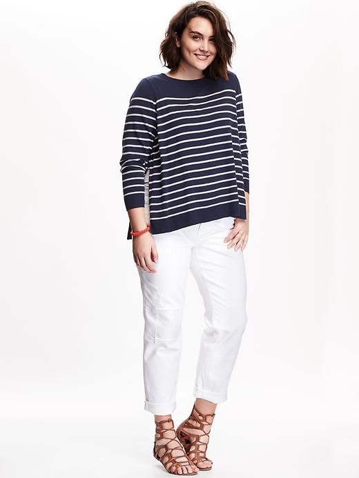 Image number 3 showing, Striped Crew-Neck Plus-Size Sweater