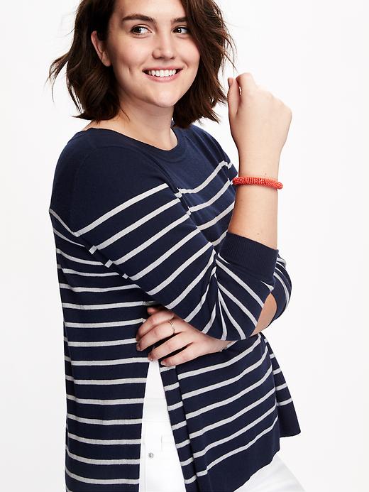 Image number 4 showing, Striped Crew-Neck Plus-Size Sweater