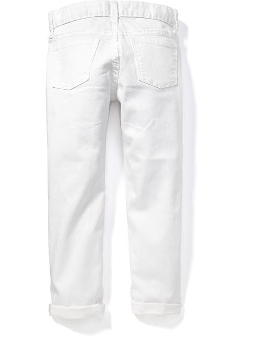 View large product image 2 of 3. Cuffed White Denim Capris for Girls