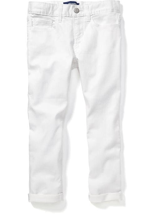 View large product image 1 of 3. Cuffed White Denim Capris for Girls